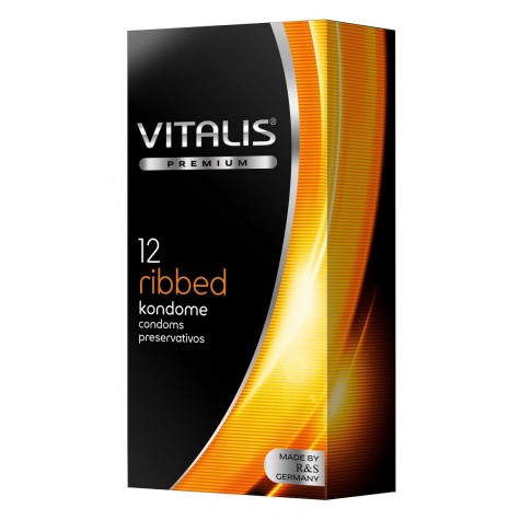 Ребристые презервативы VITALIS PREMIUM ribbed - 12 шт.