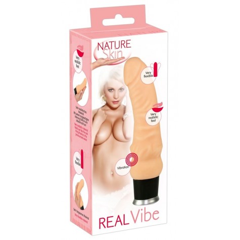 Вибратор-реалистик Nature Skin Real Vibe телесного цвета - 17,5 см.